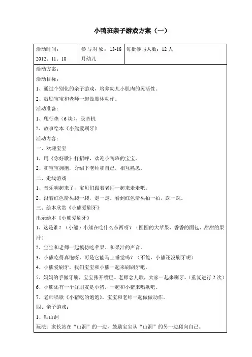 幼儿园亲子游戏方案13-18月