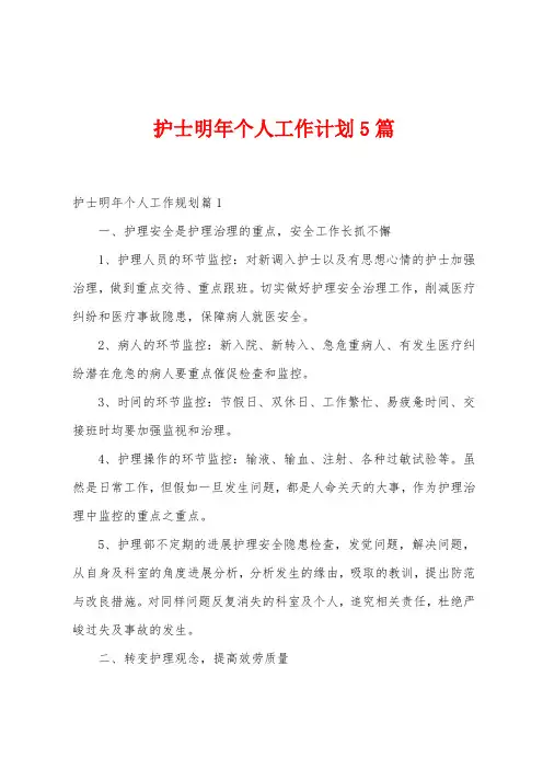 护士明年个人工作计划5篇
