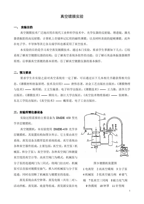 (完整word版)真空镀膜试验