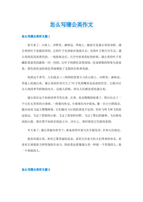 怎么写蒲公英作文