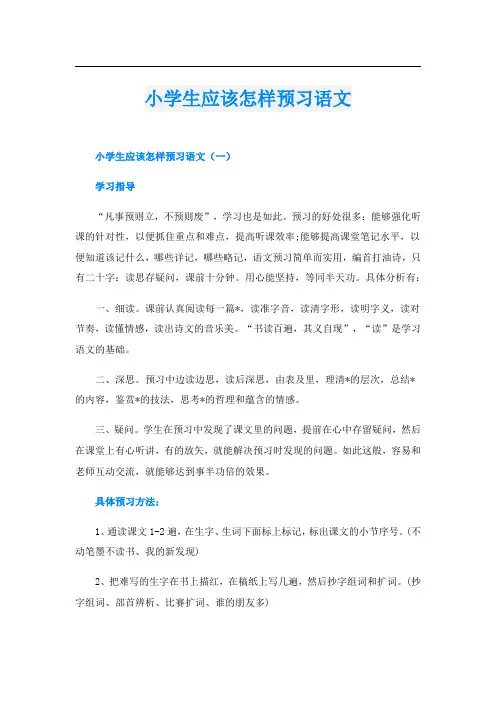 小学生应该怎样预习语文