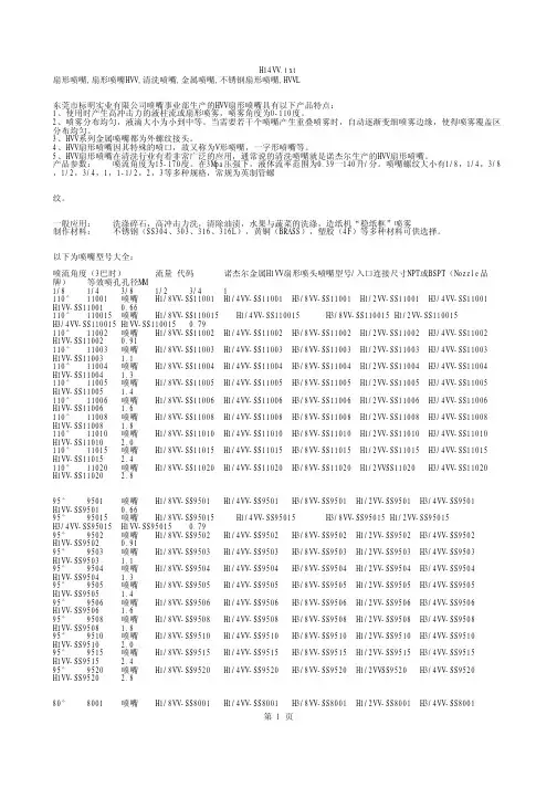 H14VV扇形喷嘴