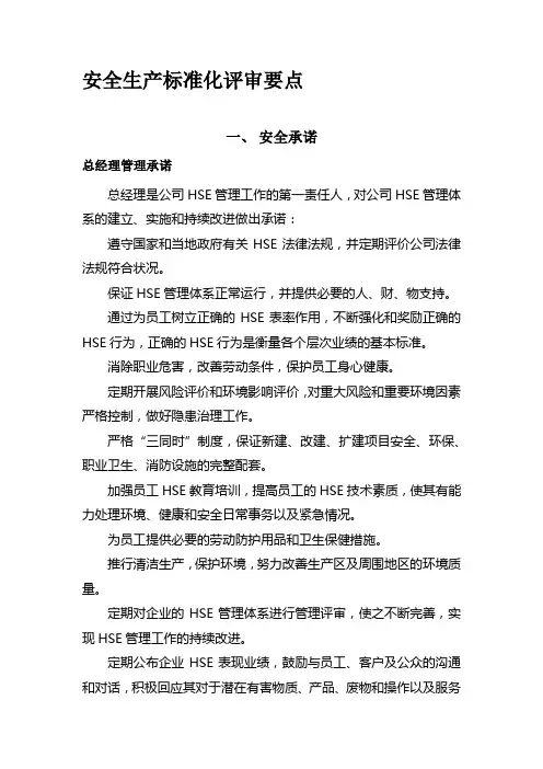 危化品行业安全生产标准化评审要点