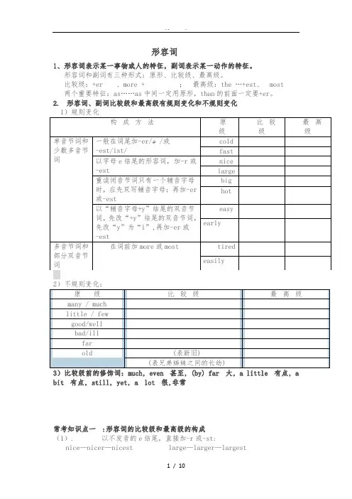 形容词比较级和最高级