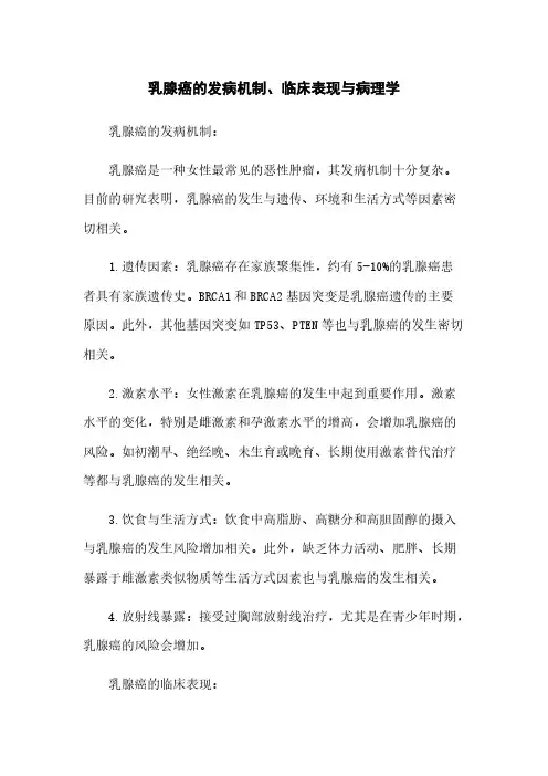 乳腺癌的发病机制、临床表现与病理学