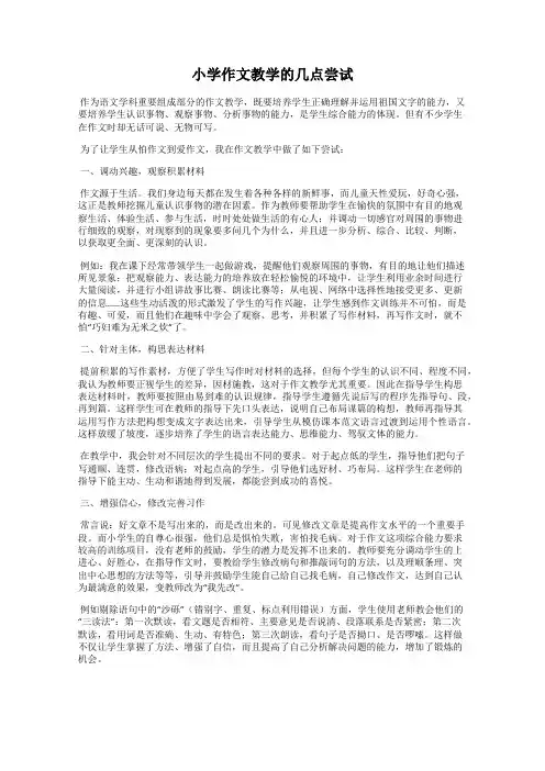 小学作文教学的几点尝试