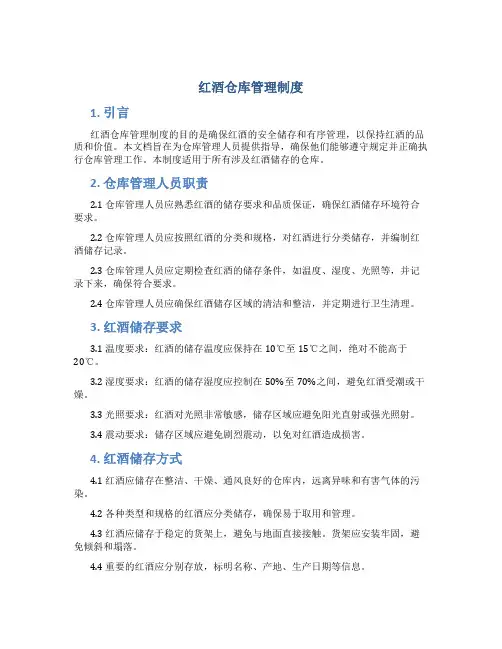 红酒仓库管理制度