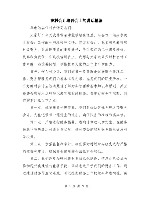 在村会计培训会上的讲话精编