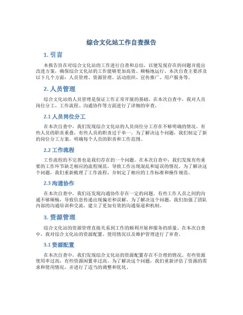 综合文化站工作自查报告