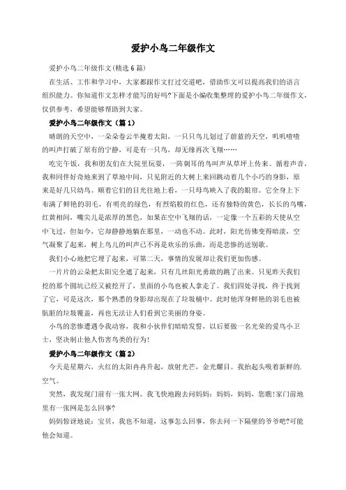爱护小鸟二年级作文