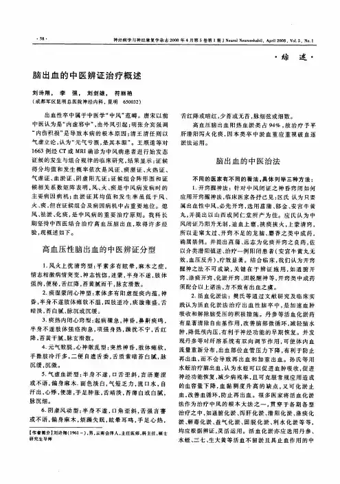 脑出血的中医辨证治疗概述