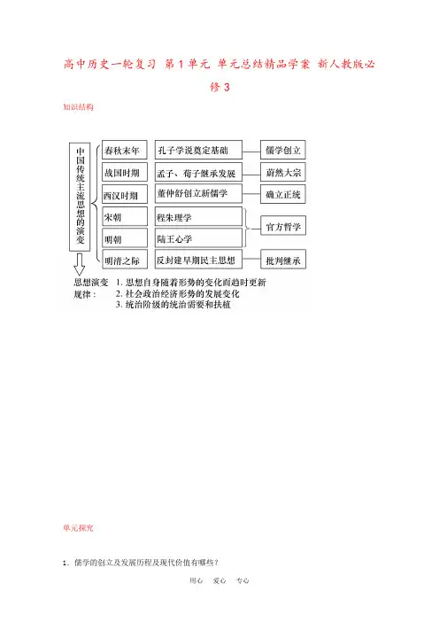 高中历史一轮复习 第1单元 单元总结精品学案 新人教版必修3