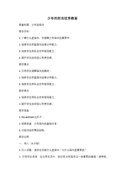 少年的担当优秀教案