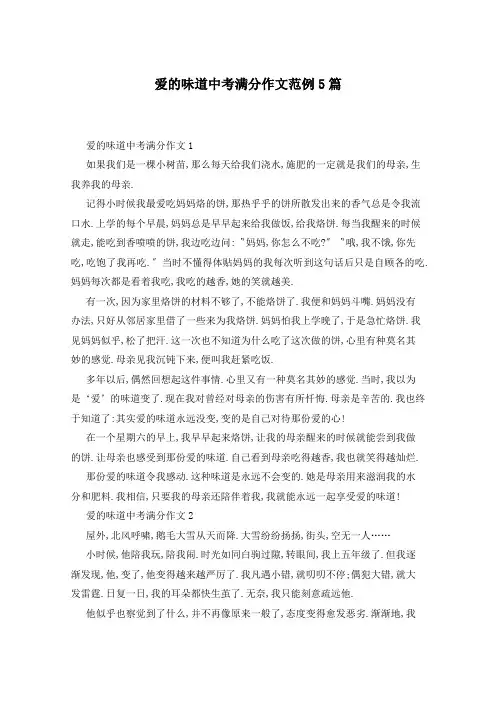 爱的味道中考满分作文范例5篇