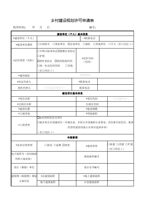 乡村建设规划许可申请表