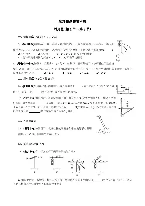 中考物理错题集第六周