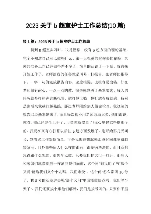 2023关于b超室护士工作总结(10篇)