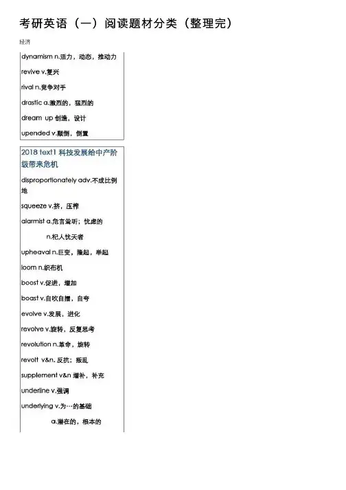 考研英语（一）阅读题材分类（整理完）