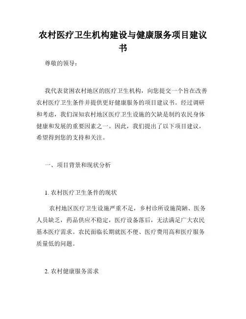 农村医疗卫生机构建设与健康服务项目建议书