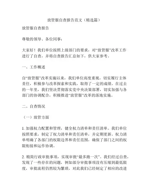 放管服自查报告范文(精选篇)