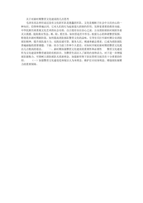 关于对新时期警营文化建设的几点思考