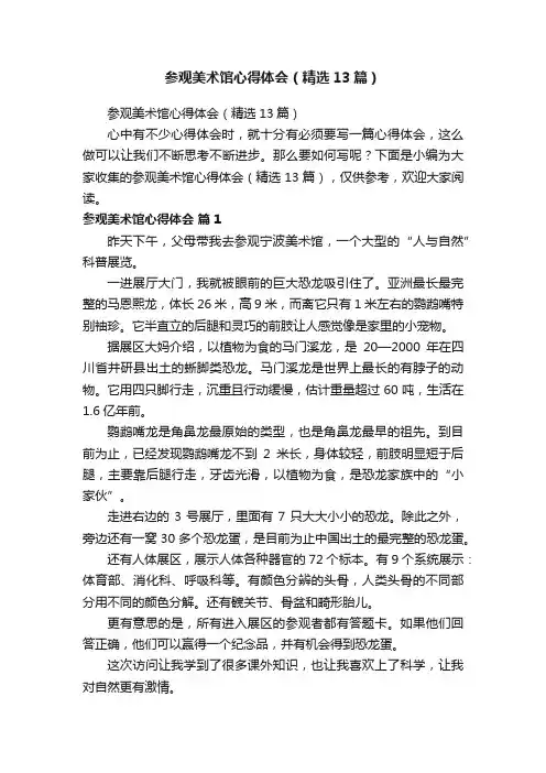 参观美术馆心得体会（精选13篇）