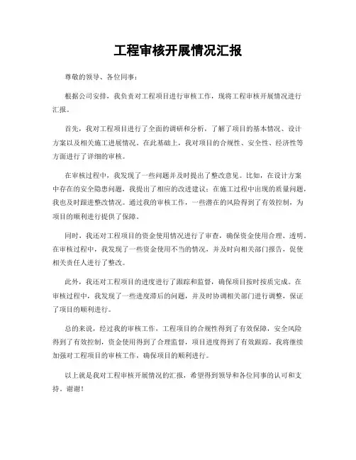 工程审核开展情况汇报