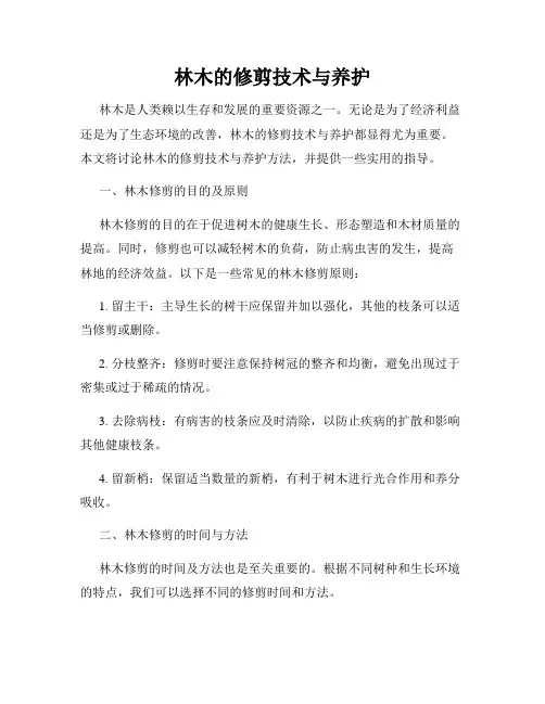 林木的修剪技术与养护