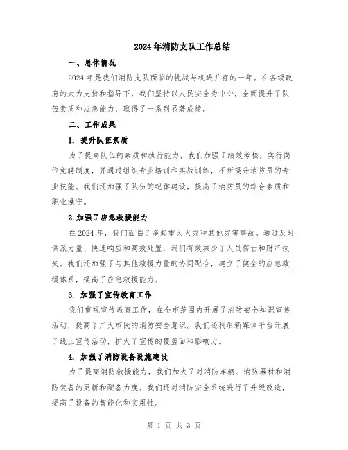 2024年消防支队工作总结