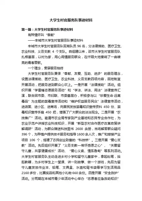 大学生村官服务队事迹材料