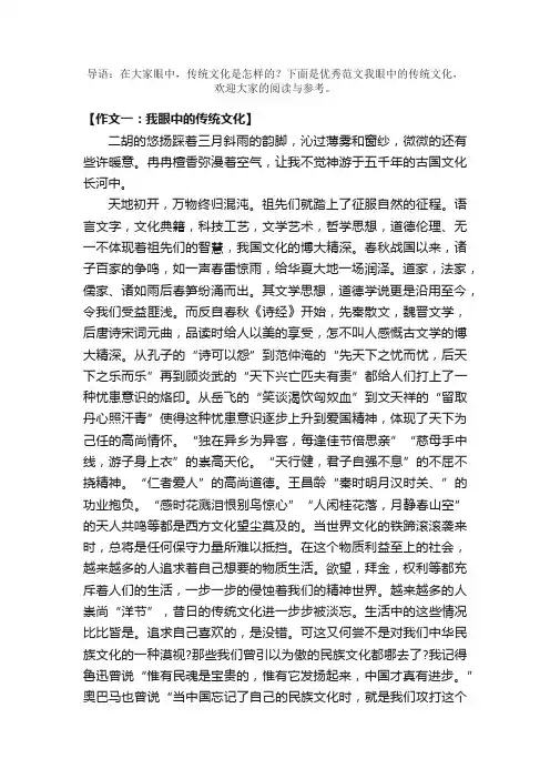 优秀范文我眼中的传统文化（4篇）