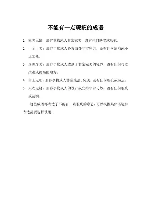 不能有一点瑕疵的成语