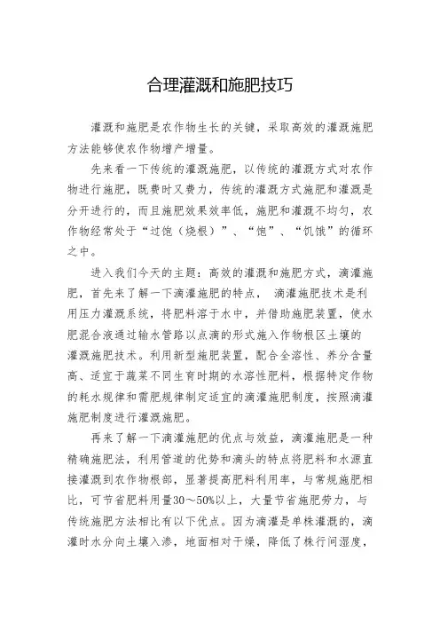 合理灌溉和施肥技巧