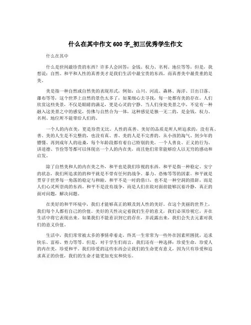 什么在其中作文600字_初三优秀学生作文