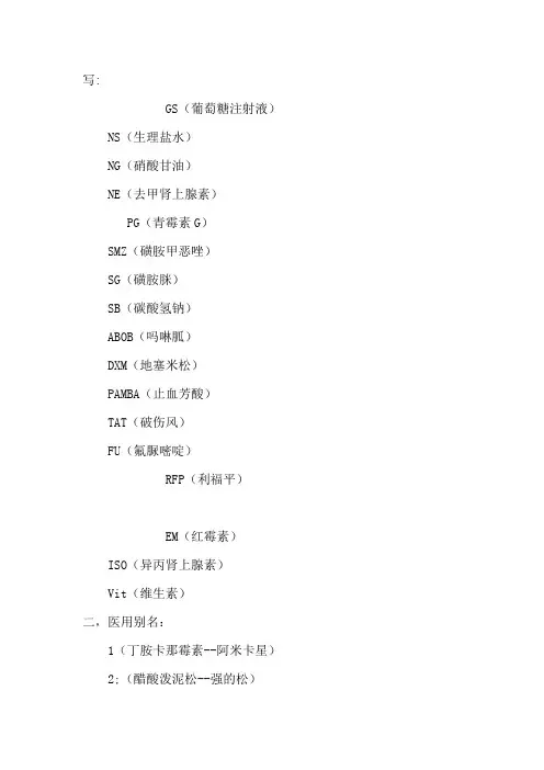 医学处方缩写