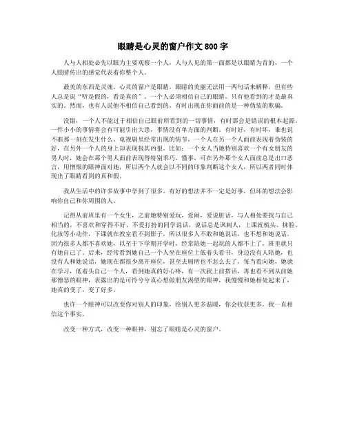 眼睛是心灵的窗户作文800字