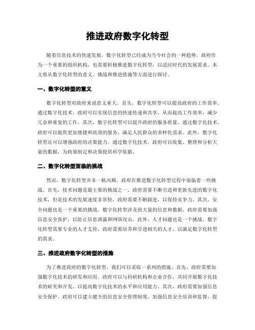 推进政府数字化转型