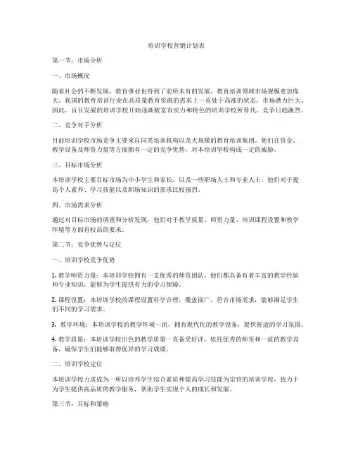 培训学校营销计划表