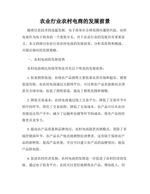 农业行业农村电商的发展前景