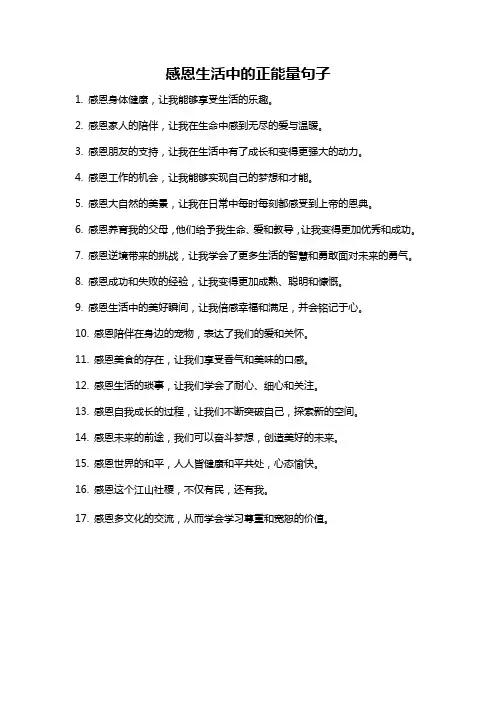 感恩生活中的正能量句子
