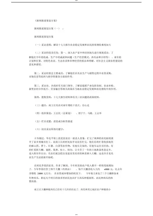 新闻报道策划方案6篇完美版