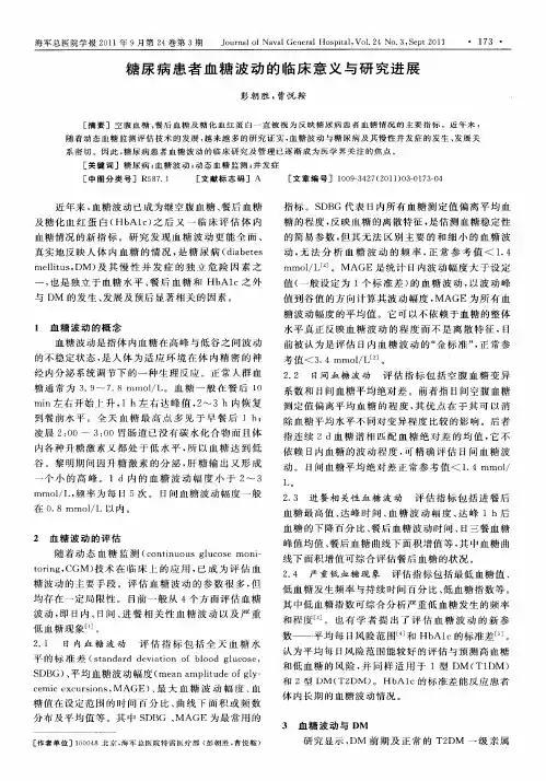 糖尿病患者血糖波动的临床意义与研究进展