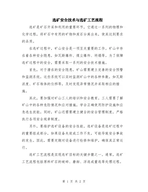选矿安全技术与选矿工艺流程