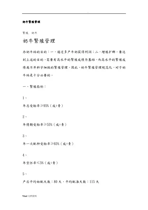 奶牛繁殖管理经典