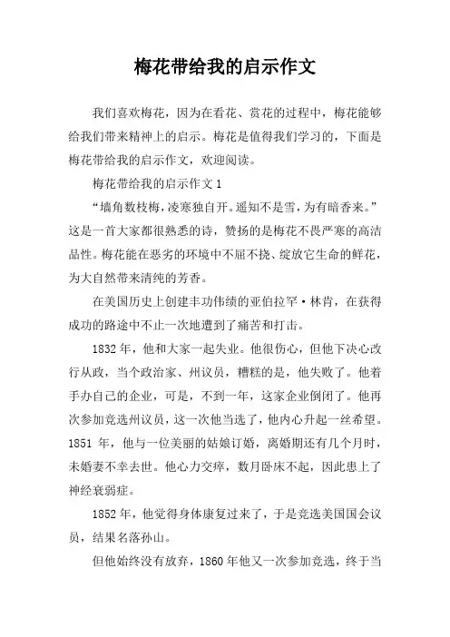 梅花带给我的启示作文