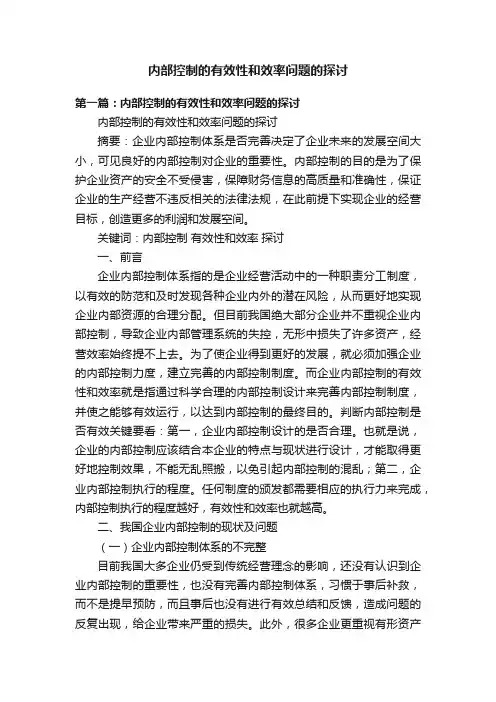 内部控制的有效性和效率问题的探讨