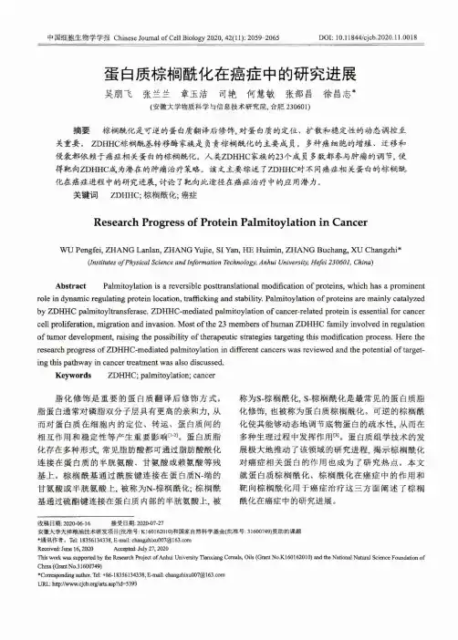 蛋白质棕榈酰化在癌症中的研究进展