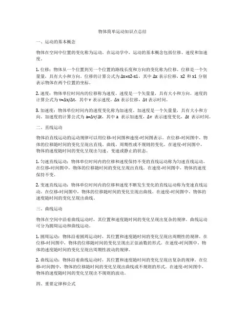 物体简单运动知识点总结