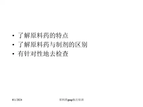 原料药gmp执行培训课件