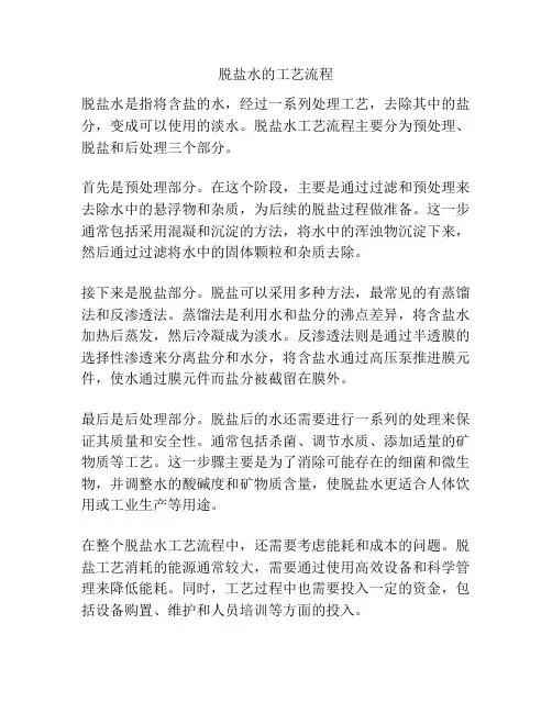 脱盐水的工艺流程